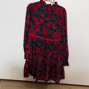 Janie and Jack Red and Green Floral Kids Formal Dress